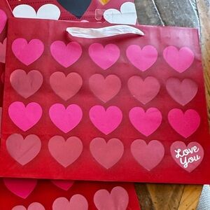 Love You Heart Pattern Red Gift Bags – Set of Valentine’s Party Bags